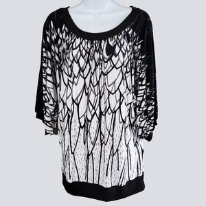 Lane Bryant Printed Black White Dolman Top 14/16